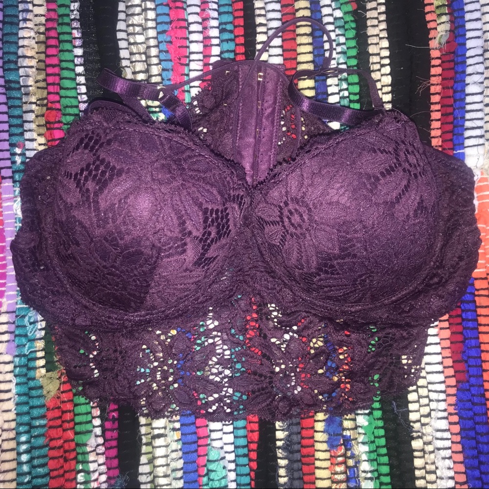 Body Frosting Purple lace halter bra